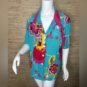 Vintage Short Sleeve Beaded Camp Shirt